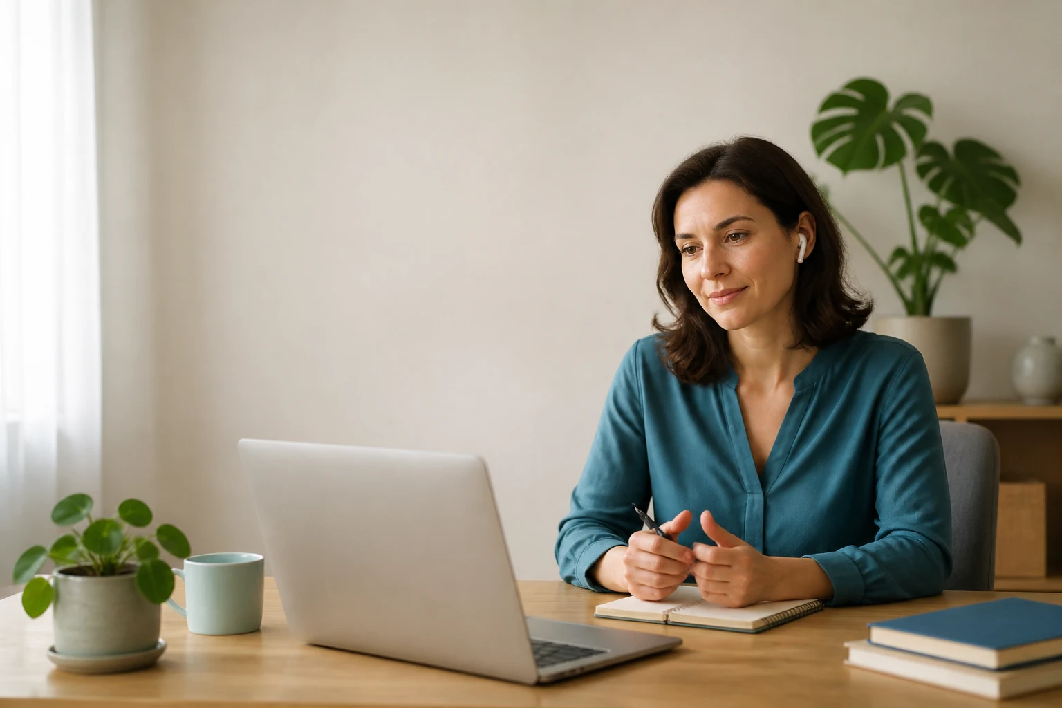 Online psikolog görüşmesi için profesyonel çalışma ortamı